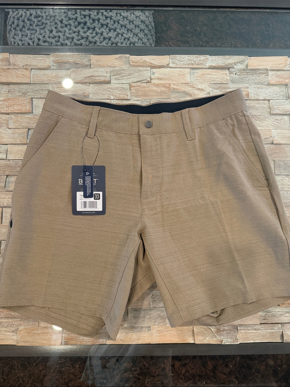 BYLT Basics Men's Flat-Front Shorts in Tan